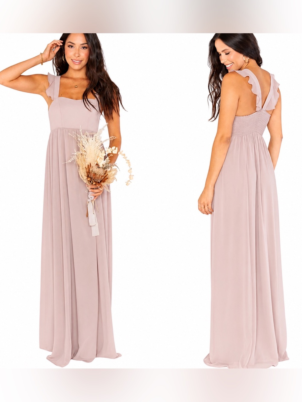 Show Me Your Mumu June Maxi Dress in Soft Beige Chiffon Size XL Long Gown New